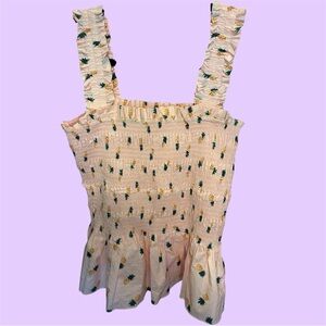 Kate Spade Pineapple Print Ruffle Tank